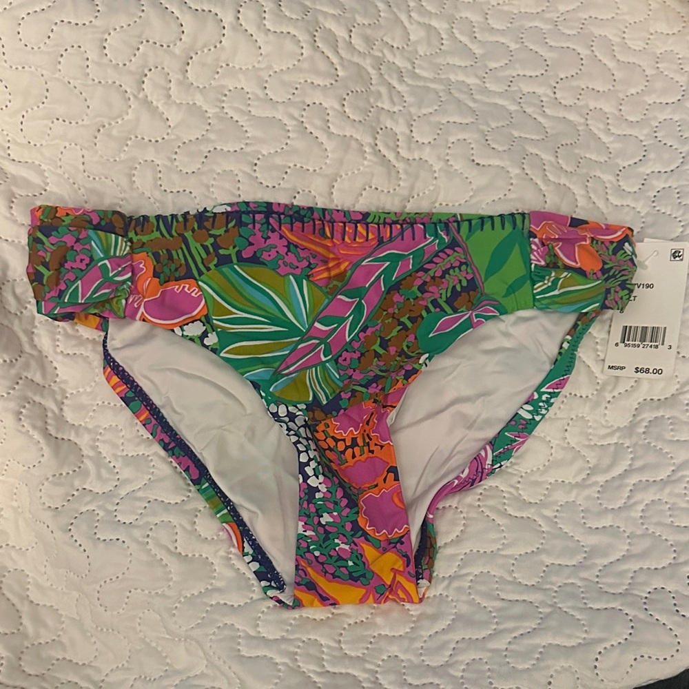 Trina Turk Swim & Spa Green and Pink Floral Bikini Bottoms size 8 nwt